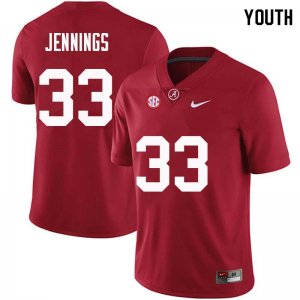 NCAA Youth Alabama Crimson Tide #33 Anfernee Jennings Stitched College Nike Authentic Crimson Football Jersey FY17C16WR